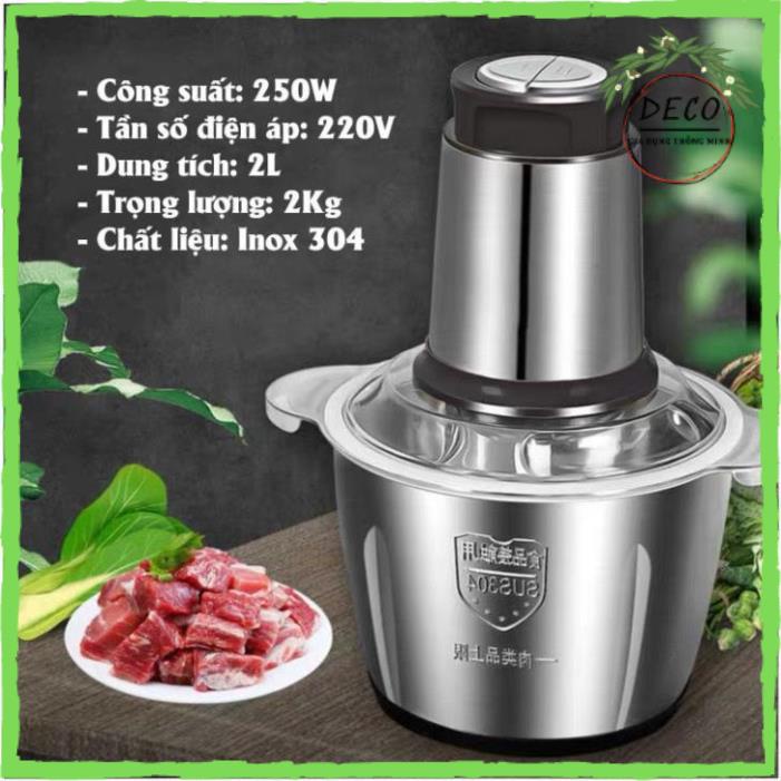 MÁY XAY THỊT CỐI INOX 2 LÍT ✅FREESHIP✅ DAO 4 LƯỠI FOOD PROCESSOR HDA