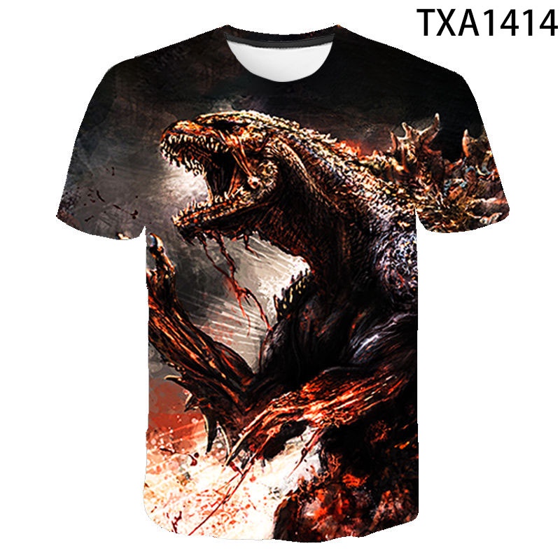 Áo Thun Tay Ngắn In Hình Godzilla Thời Trang Mùa Hè Cho Bé