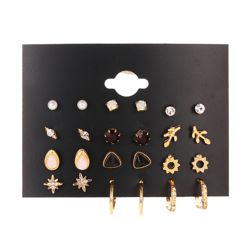 Set of 12 Different Korean Style Ear Earrings