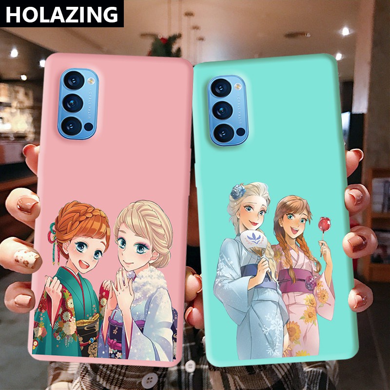 OPPO Reno4 Z 5G Reno2 Z F Reno 5 Pro 3 10x Zoom Ace X2 F11 Pro Candy Color Phone Cases vỏ điện thoại Frozen Elsa and Anna Soft Silicone Cover