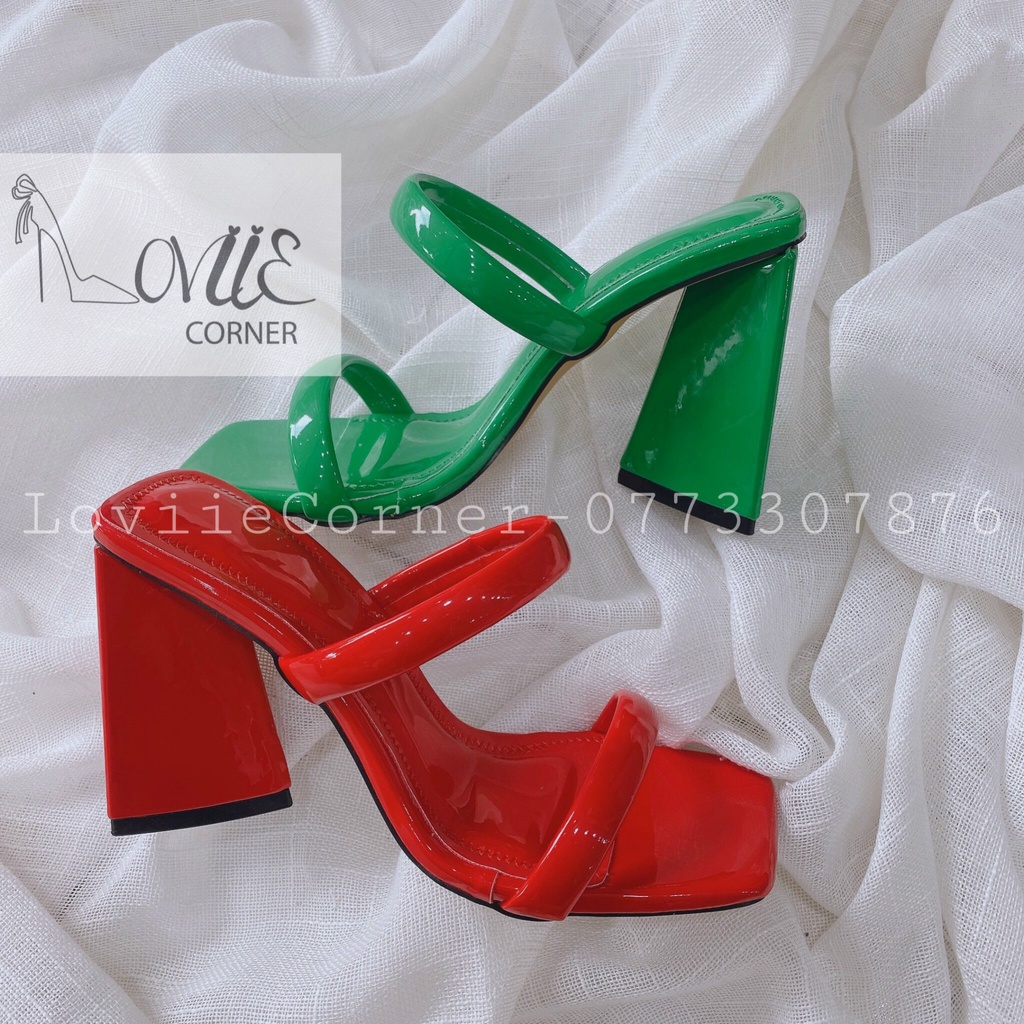 GUỐC NỮ LOVIIECORNER - DÉP CAO GÓT DÂY MẢNH ĐẾ TRỤ - DÉP NỮ THỜI TRANG QUAI NGANG 9 PHÂN -  D220402