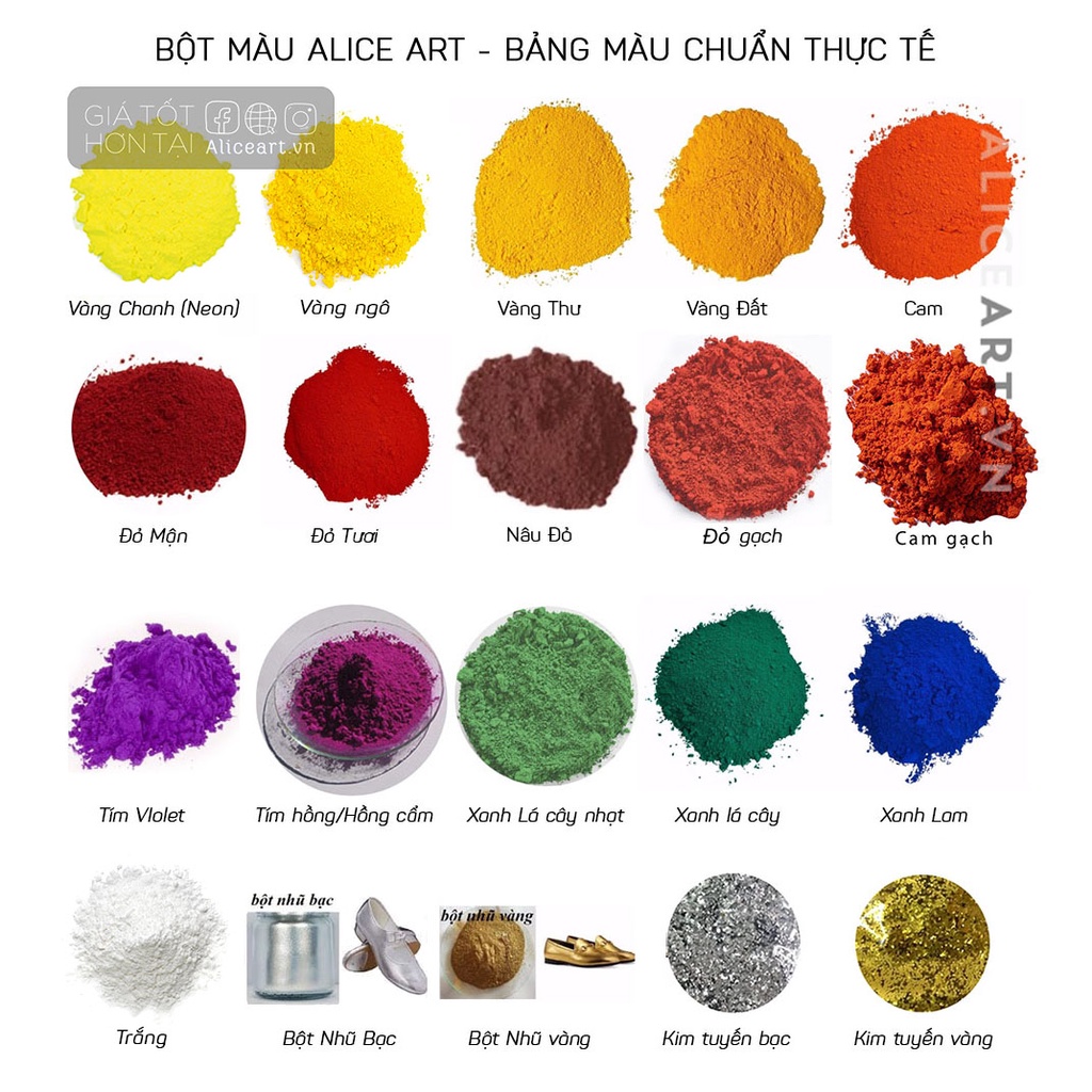 Bột Màu Mỹ Thuật (TÚI NHỎ) | Màu bột giá rẻ | Bột Nhũ Nail | Pigment làm màu nước | vẽ trang trí màu, Làm Slime