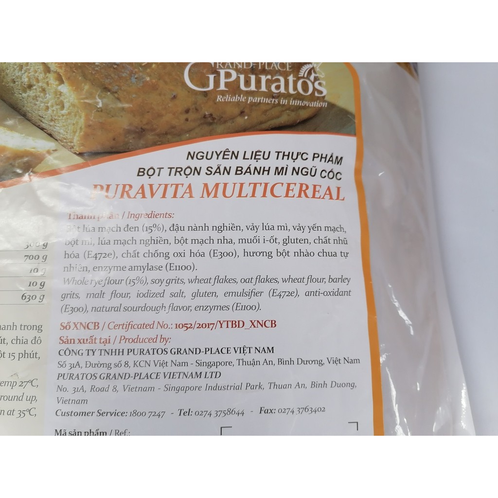 [GÓI LỚN 5 Kg – MULTICEREAL] BỘT MÌ NGŨ CỐC DINH DƯỠNG [VN] PURATOS Puravita