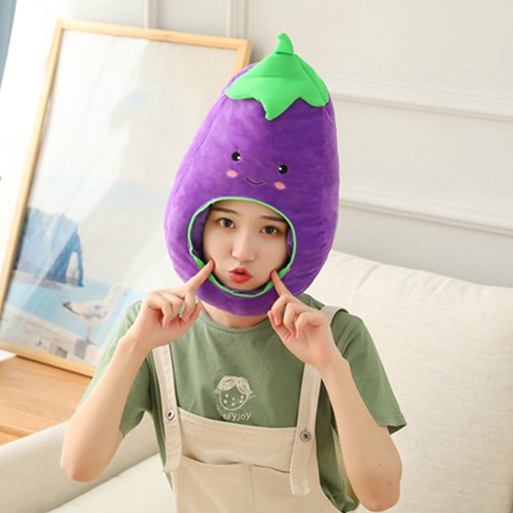 Mũ Trùm Đầu Hình Dưa Hấu / Xương Rồng / Hoa Hướng Dương / Trái Cây Nhồi Bông Mềm Mại