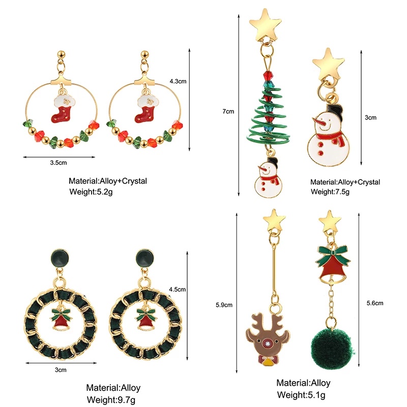 Bông tai hình ông già nô-en/người tuyết dễ thương