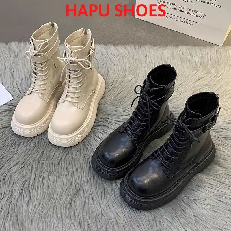 Giày bốt nữ (boot) martin đế bánh mì, Bốt nữ cổ cao phong cách boot ulzzang trẻ trung cá tính cho nữ