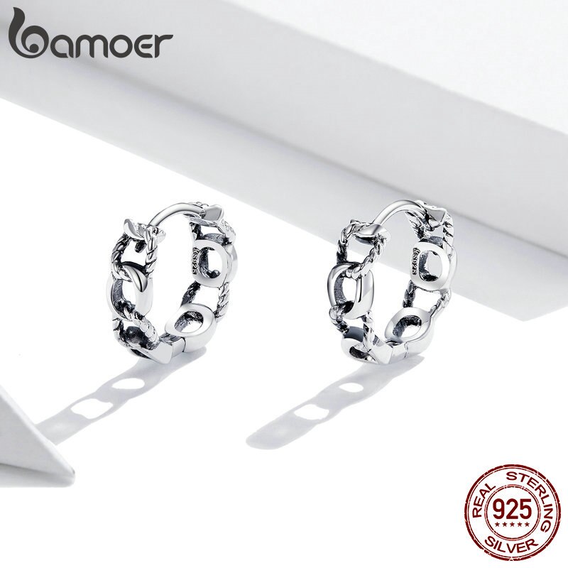 Khuyên Tai Bamoer SCE960 Bằng Bạc 925 Đính CZ Kiểu Dáng Tròn Cho Nữ