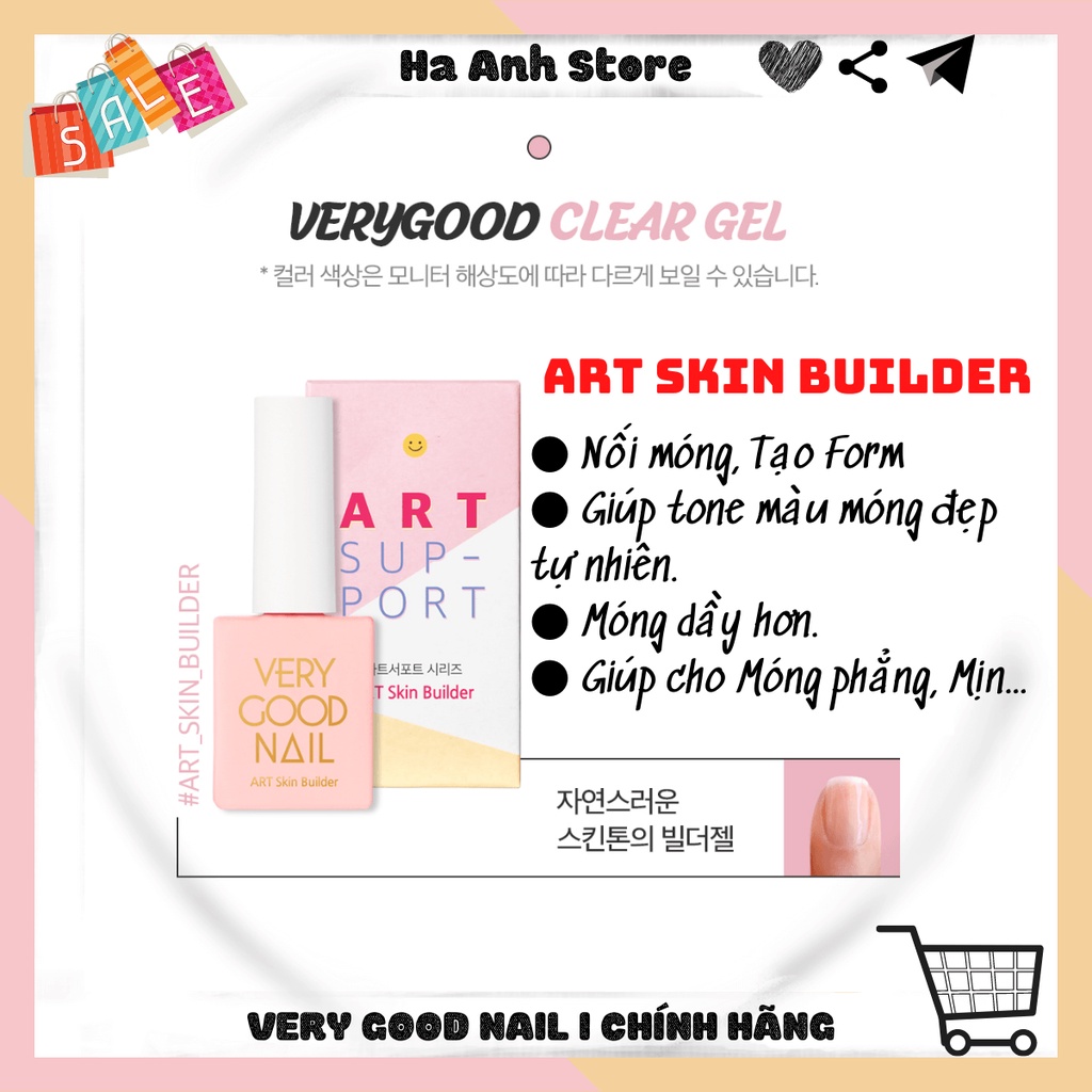 Very Good Nail Art Skin Builder Gel 10ml chính hãng Hàn quốc, Gel Nối móng, Tạo Form, Không bị nóng khi hơ máy