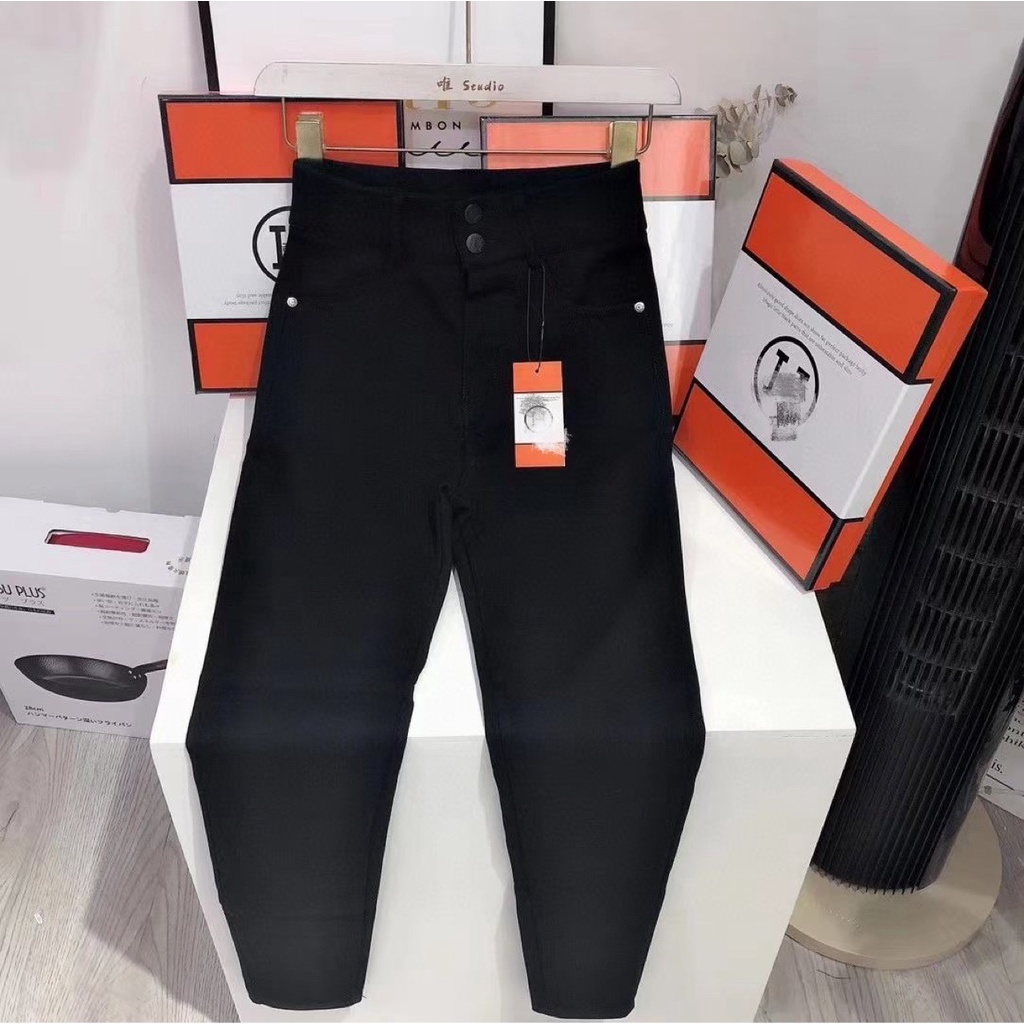 Quần legging nâng mông cạp cao gen bụng 2 khuy hộp chữ H vải Umi hàn co giãn 4 chiều - Mia  Shore