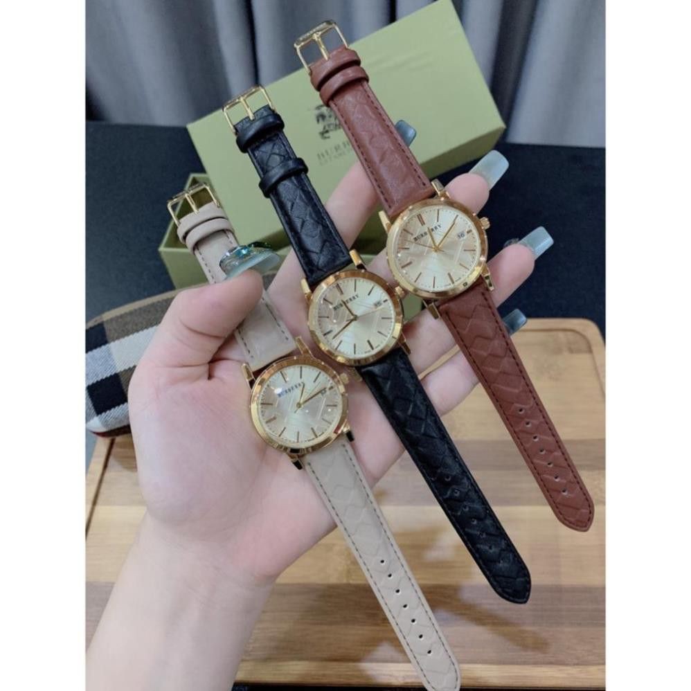 (Thẻ bảo hành 12 tháng) (burberry nữ) [free Ship]  Đồng hồ nữ Burberry dây da cao cấp, tỉnh xảo từng đường nét