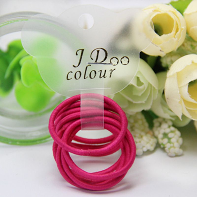 Set 10 Dây Cột Tóc Mini Co Giãn Bằng Polyester Màu Sắc Tươi Sáng Cho Bé Gái