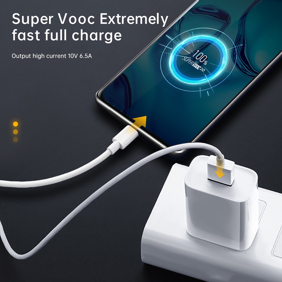 Realme Original Vooc Super Fast Charge Cáp USB Type C, Cáp USB C sạc nhanh 6.5a Super Dart cho Gt Narzo 30a 20pro X50 Pro Cáp 5g X7 Xt X2