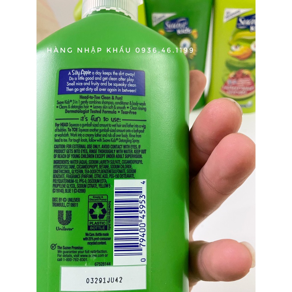 Sữa Tắm Suave Kids 532ml Gội Xả Cho Trẻ Em hương hoa quả không cay mắt-Mỹ