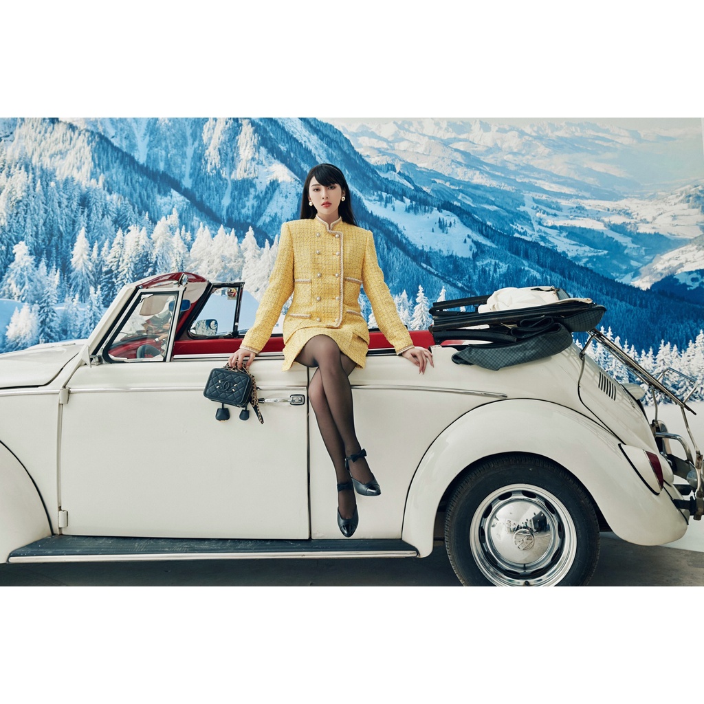 Set áo dạ tweed golden và chân váy HUONG BOUTIQUE HBVEST167