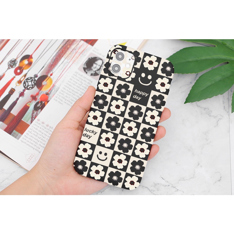 Ốp lưng iphone Hoa caro ốp viền vuông chống sốc iphone 6splus/7/7plus/8/8plus/x/xr/xs/11/12/pro/max/plus/13promax e195