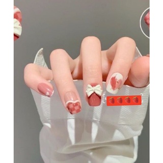 Nailbox hồng baby đính nơ bé xinh