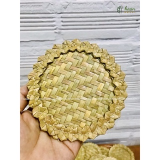 Miếng lót ly/ lót cốc cỏ bàng. Miếng lót cốc đan thủ công