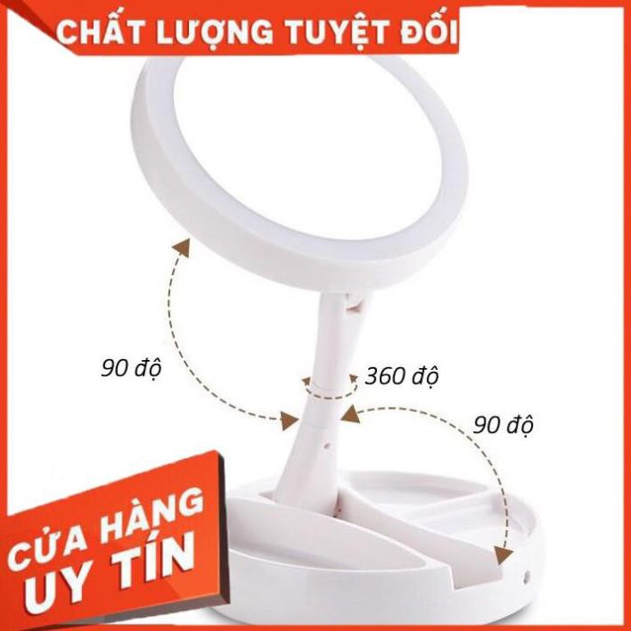 [FreeShip – Hàng loại 1] Gương trang điểm có đèn led 2 mặt gấp được tiện dụng