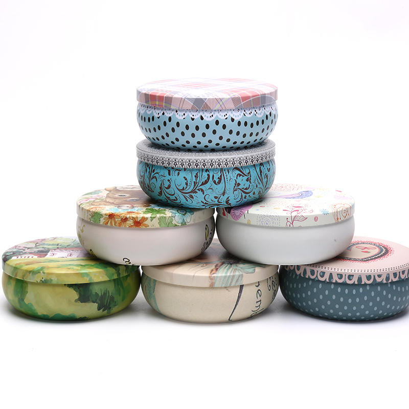 Hộp Thiếc Đựng Trà / Bánh Hình Tròn In Họa Tiết Nhiều Kiểu Độc Đáo