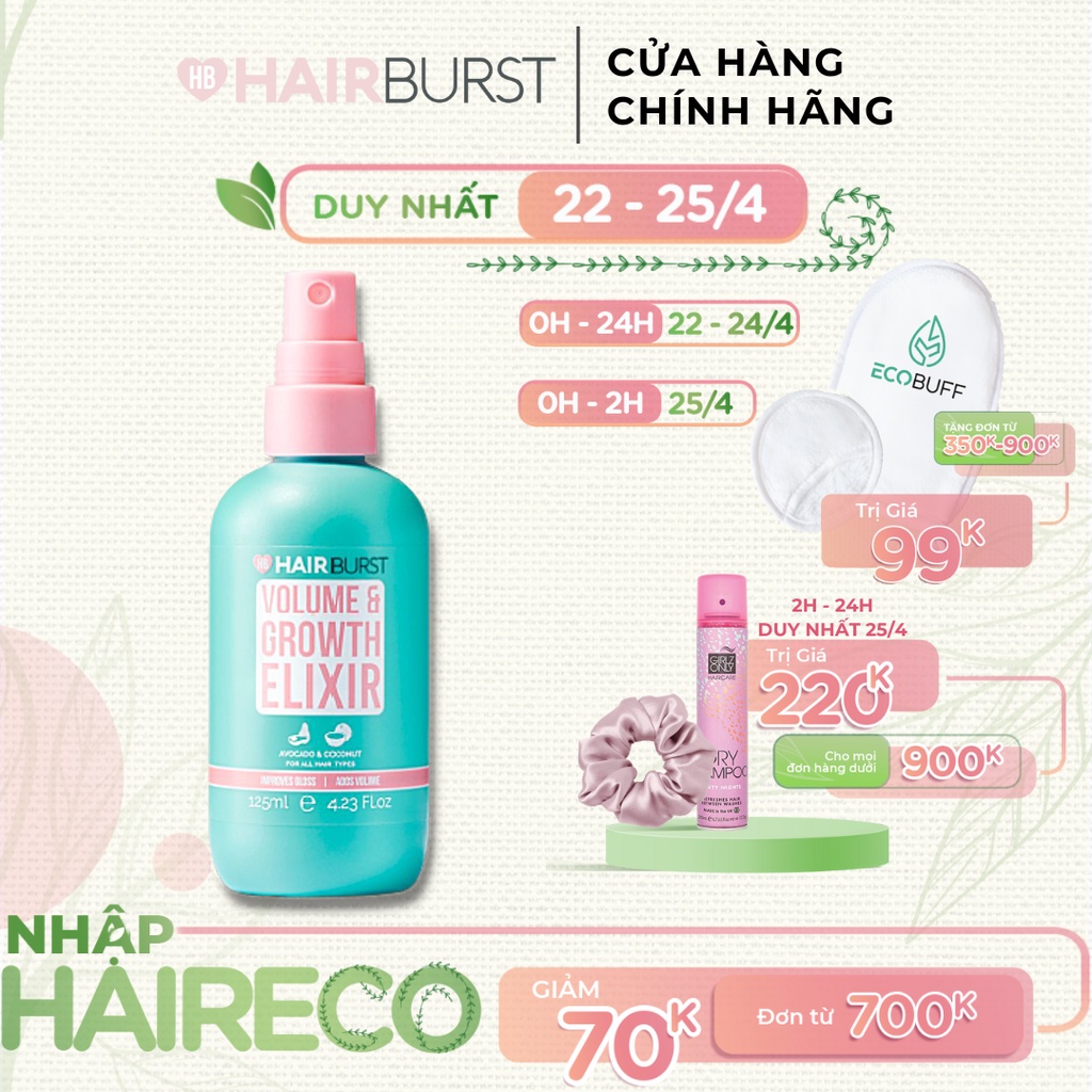 Xịt Hairburst Volume and Growth Elixir Tạo Độ Phồng Và Kích Thích Mọc Tóc 125ml