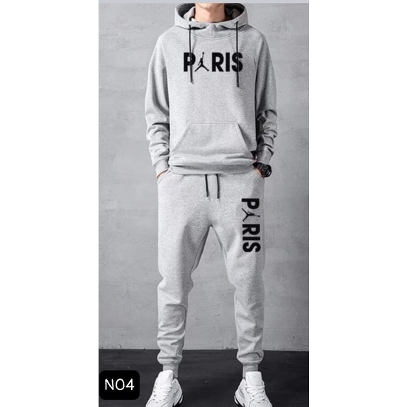 Bộ nỉ nam dài tay có mũ Paris mặc cực ấm, set đồ nam Thu Đông Nam cao cấp N04