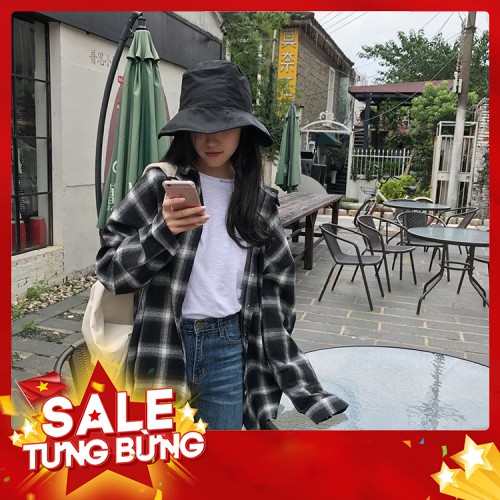 Áo Flannel sơ mi sọc caro đen trắng shopmap - Hàng nhập khẩu