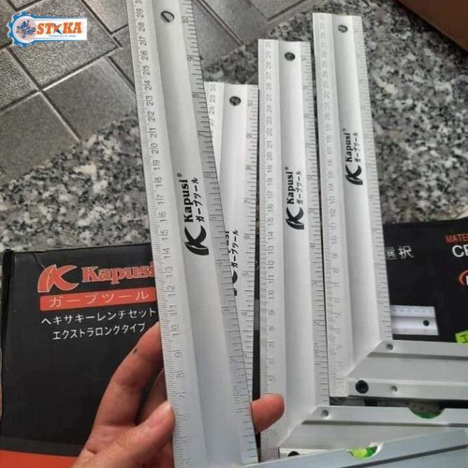 Thước Ke Góc Vuông Nhôm Kapusi Nhật Bản 30cm Có Thiết Kế Nivo - Thước vuông 90 độ bằng chất liệu Nhôm chống gỉ