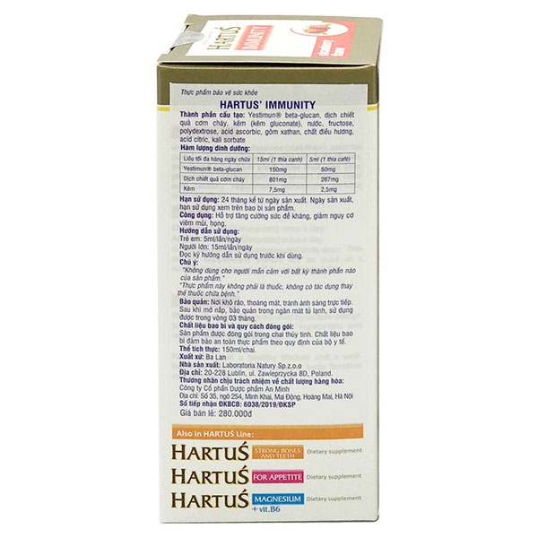 Siro HARTUS Immunity Vị Dâu