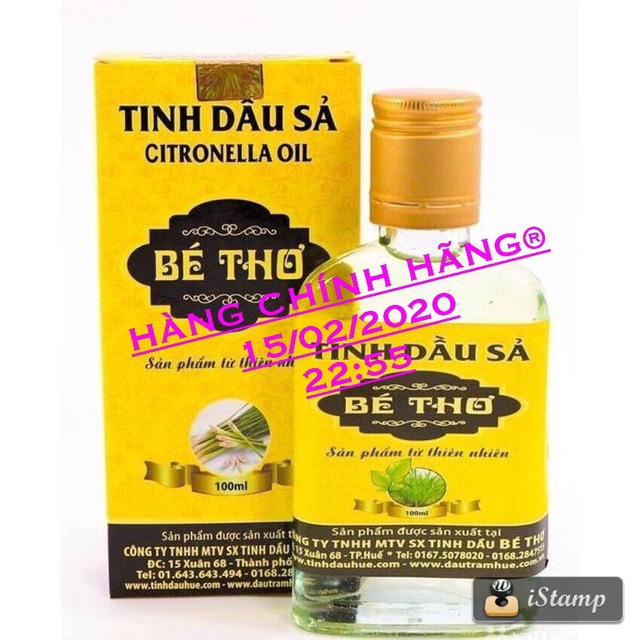 Tinh dầu Sả 100ml Bé Thơ xứ Huế- Hàng chính hãng có tem chống giả của Công ty Bé Thơ