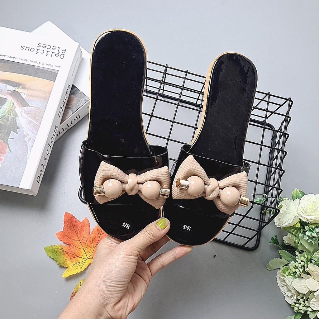 Dép kiểu thời trang nữ mẫu nơ tiểu thư, thích hợp để đi chơi dạo phố, đi biển