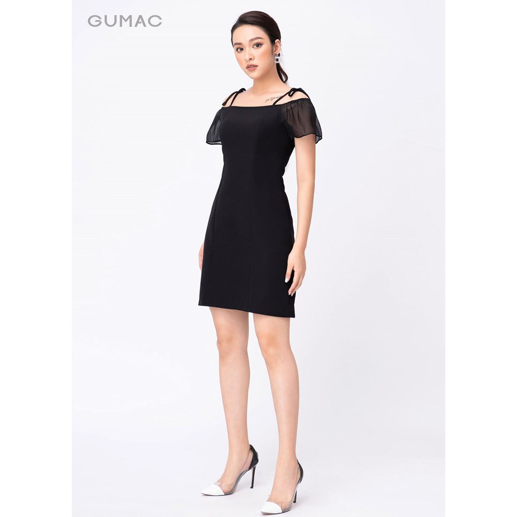 [Mã MABR07062 giảm 8% tối đa 50K đơn từ 249K] Đầm suông nữ GUMAC trễ vai tay phối đẹp, 2 màu Đen - Trắng đủ size DA9246 | BigBuy360 - bigbuy360.vn