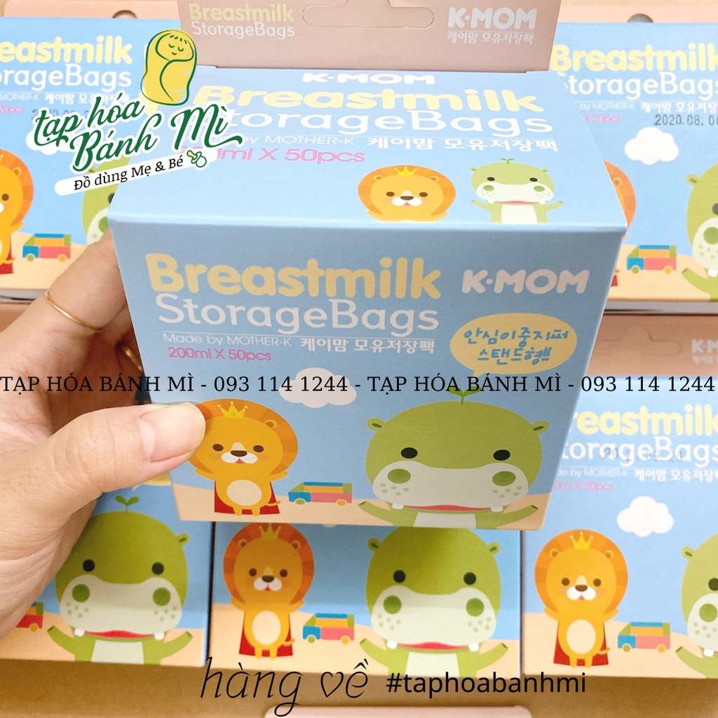 Túi trữ sữa K-Mom dung tích 200ml (hộp 20 và hộp 50 túi)