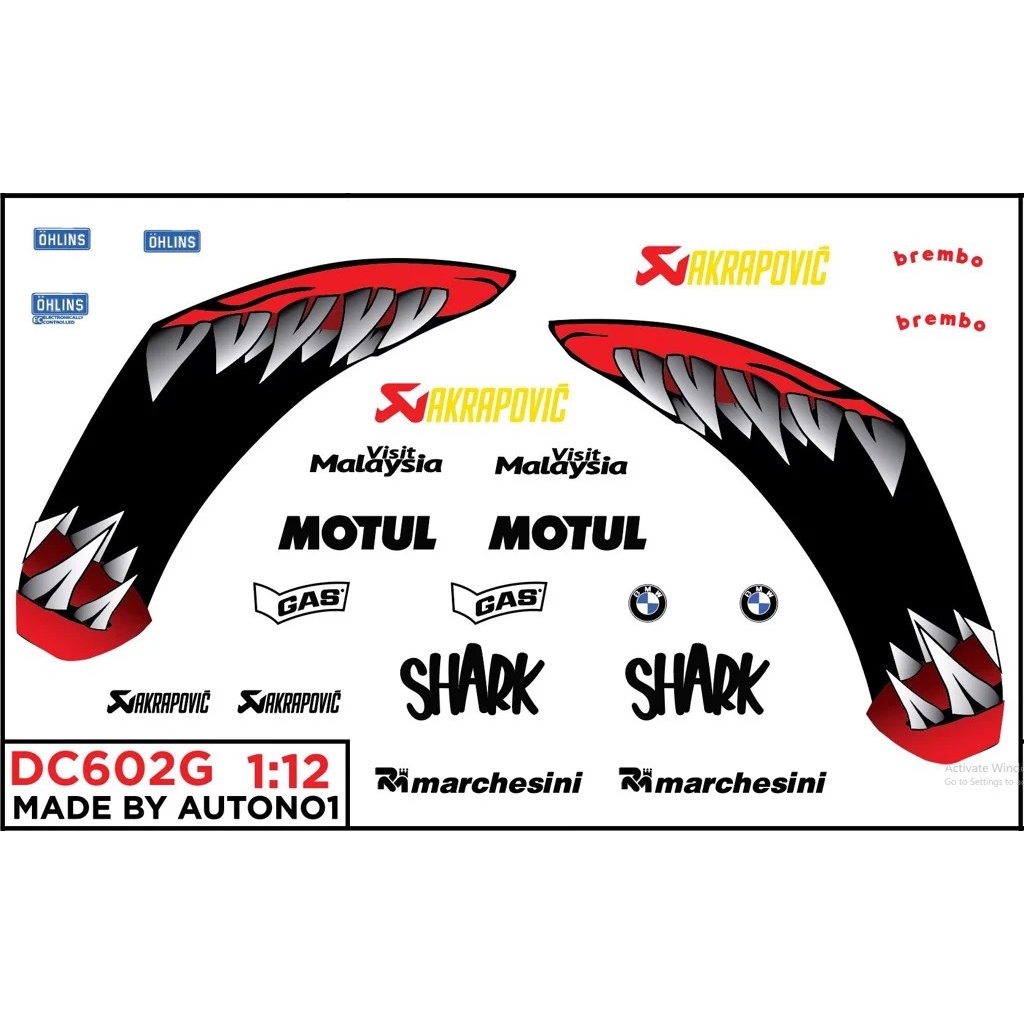 DECAL NƯỚC ĐỘ BMW S1000 S1000RR - PETRONAS - CÁ MẬP -  2020 WSBK TỈ LỆ 1:12 DC602