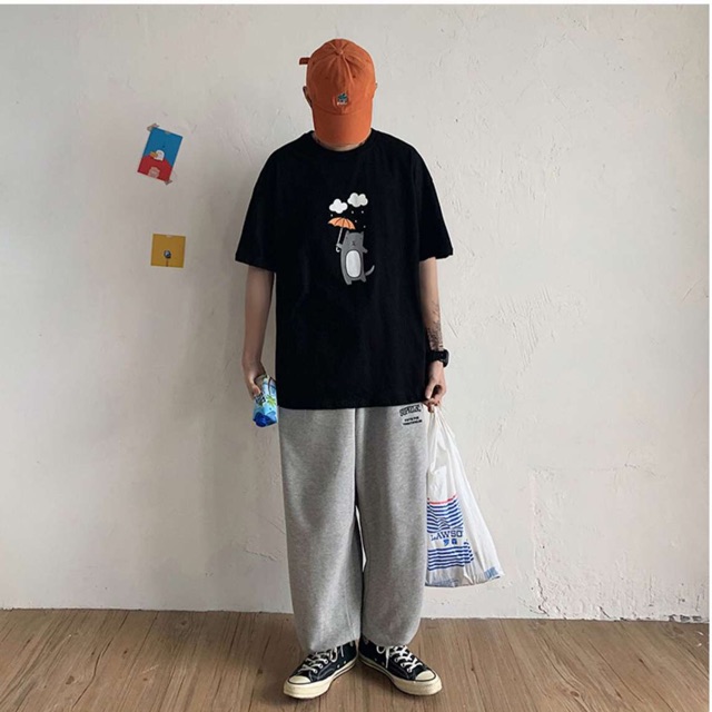 Áo Thun Unisex Tay Lở In Hình Dễ Thương