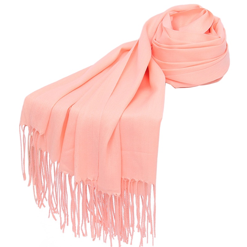 Khăn Choàng Dài Màu Trơn Đính Tua Rua Thời Trang Cho Nữ