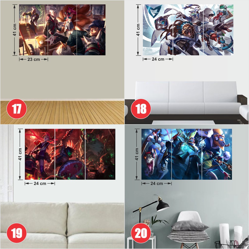 Combo 3 Tấm Tranh Poster Decal A3 Game Liên Minh Huyền Thoại - LoL - League Of Legends By AnimeX