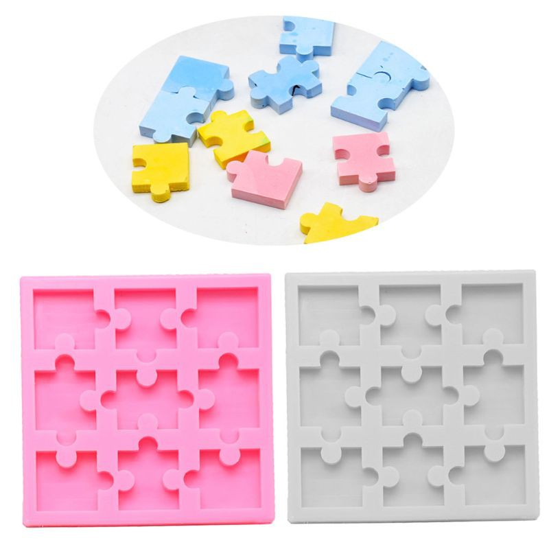 time* Handmade Puzzle Piece Mold Silicone Puzzle Crayons Maker Mold Silicone Mould DIY Jewelry Pendant Making Art Craft Tools epoxy resin molds keychain kit