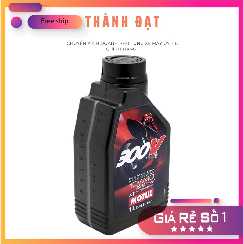 Dầu nhớt cao cấp Motul 300V 10W40 1L ,Xuất sứ Pháp phiên bản nhập khẩu thị trường Châu Á, tối ưu động cơ xe PKL