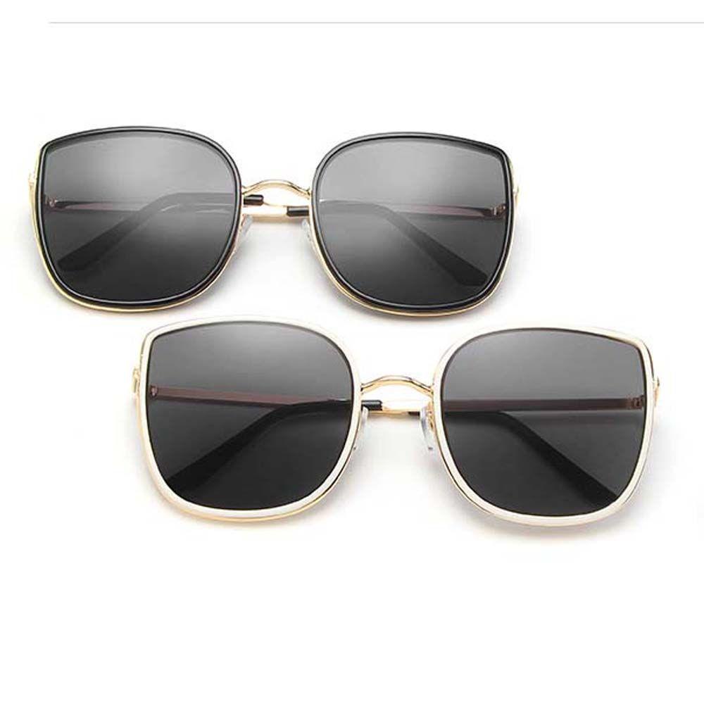 Kính Chống Nắng Gọng Kim Loại Trắng Đen Phong Cách Hàn Quốc Sang Trọng Cho Nữ