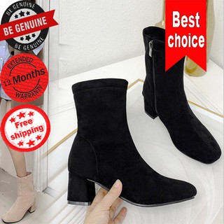 Giày Boot nữ Chính hãng LINUS 290  Da lộn Thời trang Cao cấp Boot Không đau chân BH 12 tháng Đen Kem Xám