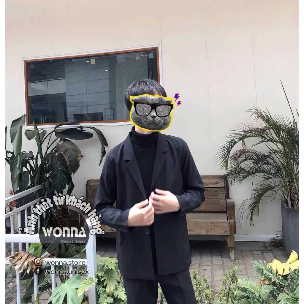 ÁO BLAZER NAM NỮ ÁO KHOÁC UNISEX PHONG CÁCH HÀN QUỐC ÁO VEST MÀU ĐEN ĐƠN GIẢN MINIMALIST BASIC CÔNG SỞ