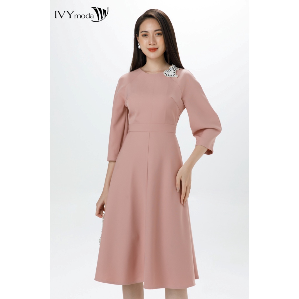 Đầm phối trái tim dáng xòe IVY moda MS 48M7106