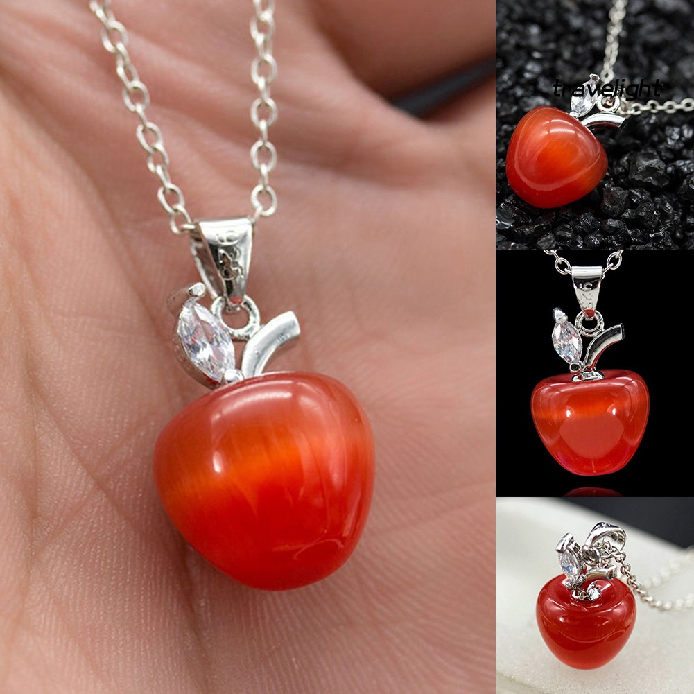 Mặt Vòng cổ Hình Quả Táo Đỏ Đính Đá Opal Thời Trang Cho Nữ