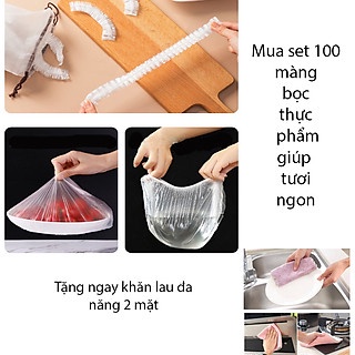 Gói 100 Túi Màng Bọc Thức Ăn, Màng Bọc Thực Phẩm Bo Chun Co Giãn Thông Minh Tái Sử Dụng