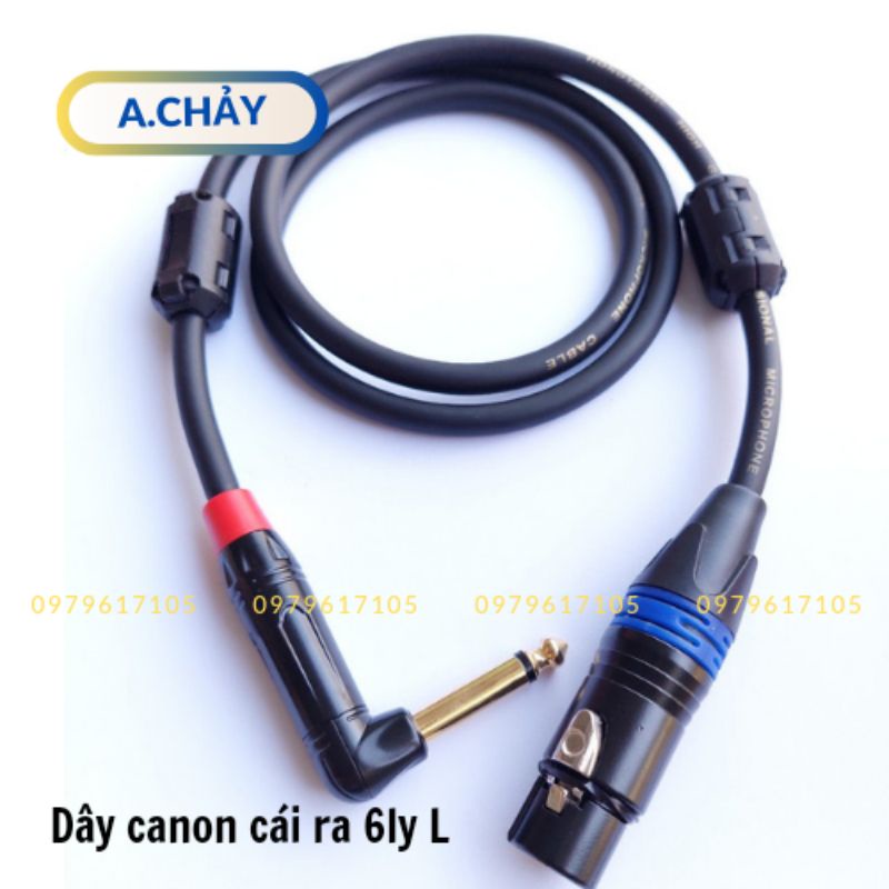 Dây canon cái ra đầu 6ly cong L dài 80cm, 1m