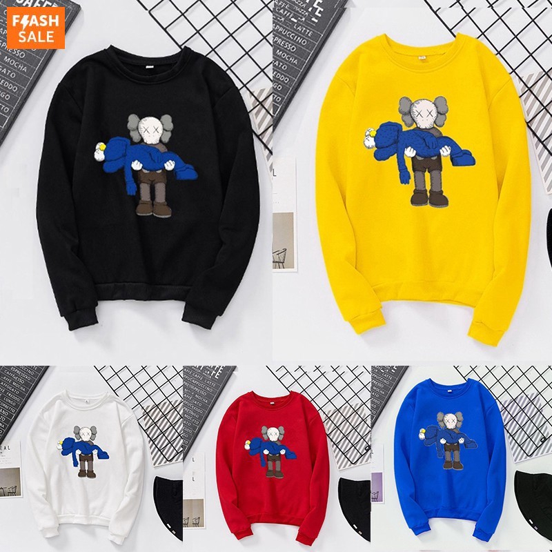 Áo Sweater cổ tròn in hình Kaws Sesame Street thời trang thu đông cho các cặp đôi