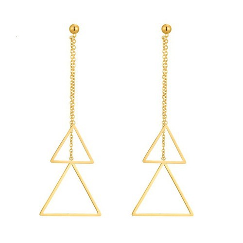 Bông Tai Tòn Ten Dự Tiệc Hình Tam Giác Titan Ko Đen TT 2453