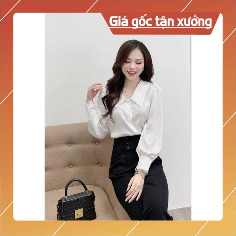 [Chất lượng số 1] Áo sơ mi nữ tiểu thư viền ren kiểu công sở hàn quốc màu trắng thời trang thiết kế Gloria Shop
