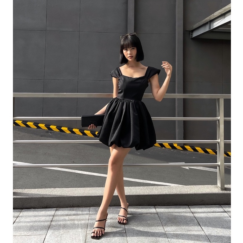 Đầm Xoè Cotton Đen Phong Cách Hiện Đại Lucie - Đầm 03 Đen