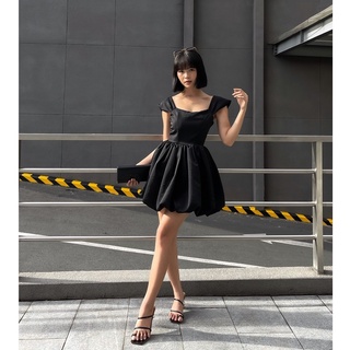 Đầm xoè cotton đen phong cách hiện đại lucie - đầm 03 đen